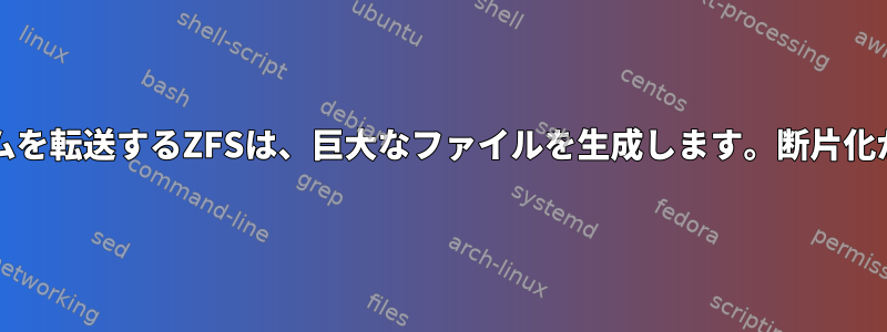 1.6GBボリュームを転送するZFSは、巨大なファイルを生成します。断片化が原因ですか？