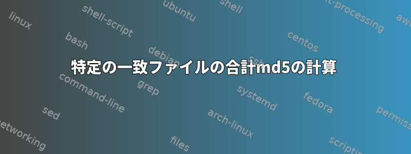 特定の一致ファイルの合計md5の計算