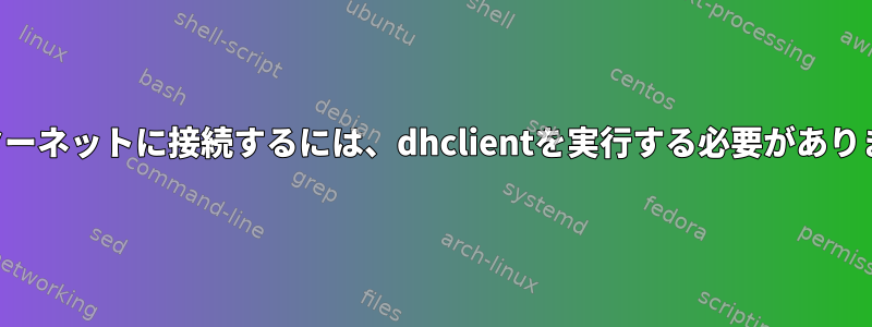 インターネットに接続するには、dhclientを実行する必要があります。