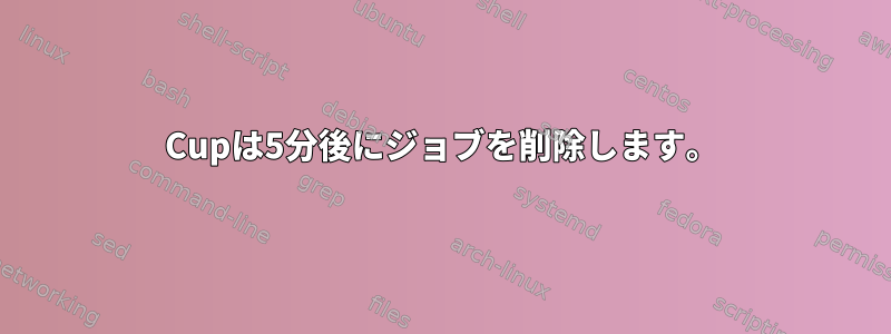 Cupは5分後にジョブを削除します。