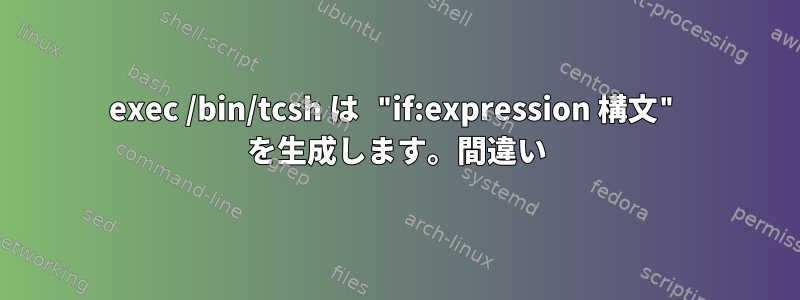 exec /bin/tcsh は "if:expression 構文" を生成します。間違い