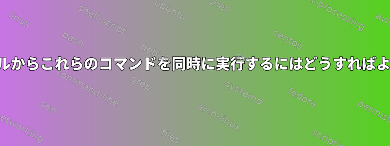 他のファイルからこれらのコマンドを同時に実行するにはどうすればよいですか？