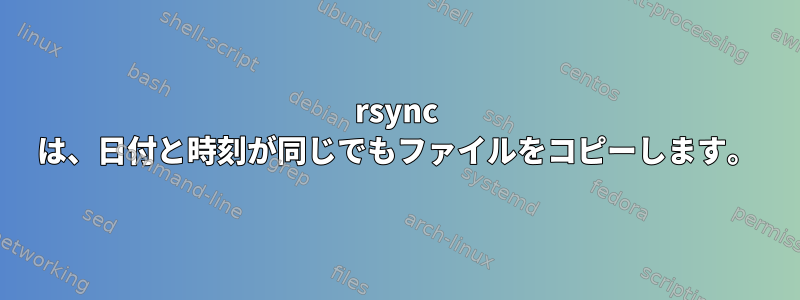 rsync は、日付と時刻が同じでもファイルをコピーします。