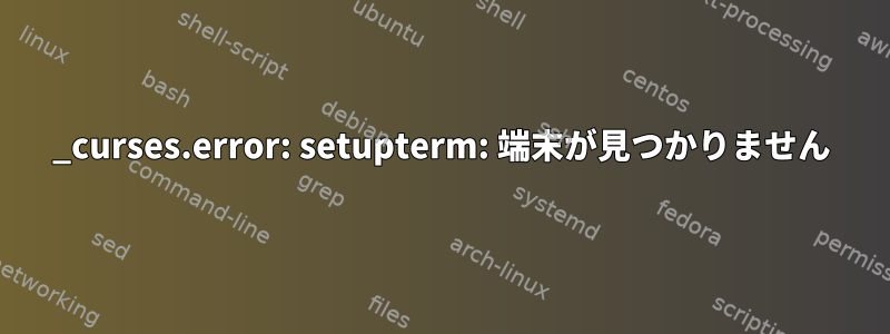 _curses.error: setupterm: 端末が見つかりません