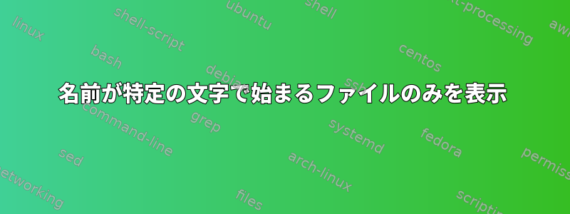 名前が特定の文字で始まるファイルのみを表示