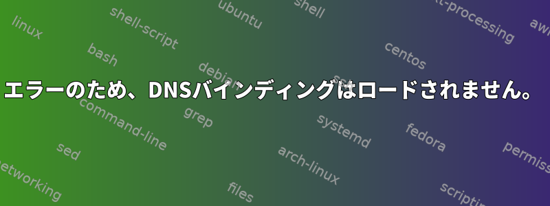 エラーのため、DNSバインディングはロードされません。