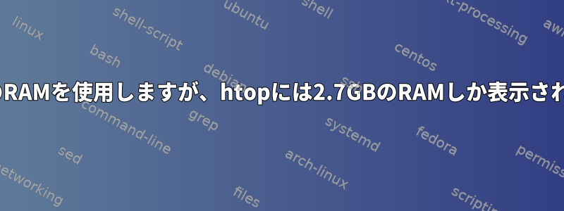 Apacheは9GBのRAMを使用しますが、htopには2.7GBのRAMしか表示されません。なぜ？