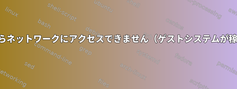 ホストシステムからネットワークにアクセスできません（ゲストシステムが稼働しています）。