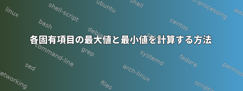 各固有項目の最大値と最小値を計算する方法