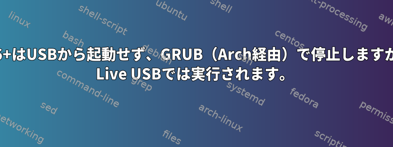 Memtest86+はUSBから起動せず、GRUB（Arch経由）で停止しますが、Ubuntu Live USBでは実行されます。