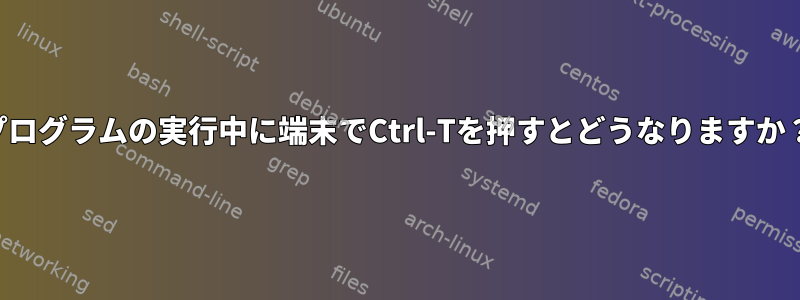 プログラムの実行中に端末でCtrl-Tを押すとどうなりますか？