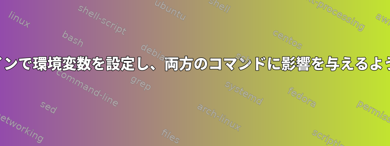 コマンドラインで環境変数を設定し、両方のコマンドに影響を与えるようにします。