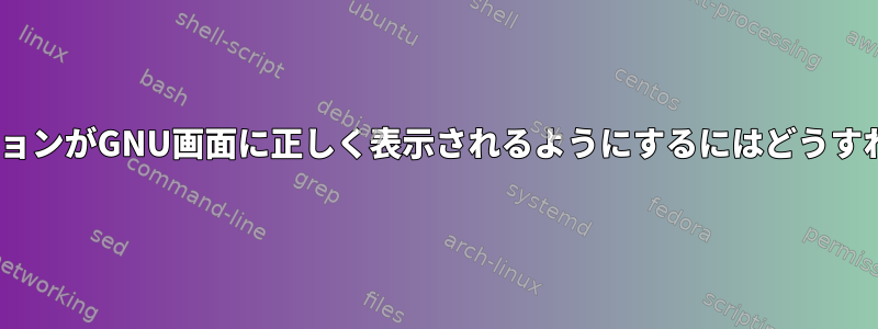 TUIアプリケーションがGNU画面に正しく表示されるようにするにはどうすればよいですか？