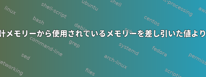 使用可能メモリーは、合計メモリーから使用されているメモリーを差し引いた値より大きい値を表示します。