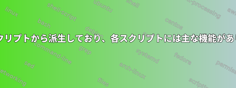 Bashスクリプトから派生しており、各スクリプトには主な機能があります。