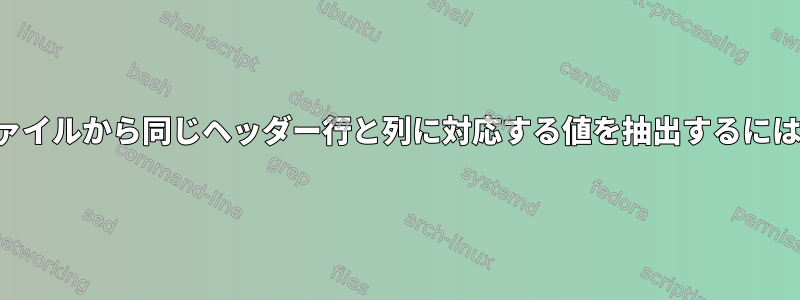 ファイルから同じヘッダー行と列に対応する値を抽出するには？