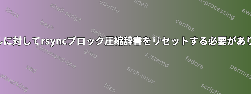 各ファイルに対してrsyncブロック圧縮辞書をリセットする必要がありますか？