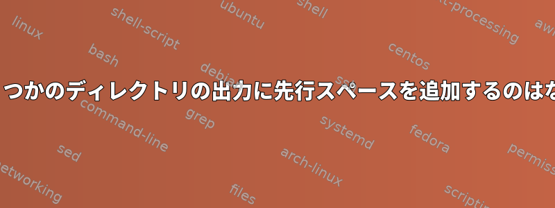 「ls」がいくつかのディレクトリの出力に先行スペースを追加するのはなぜですか？