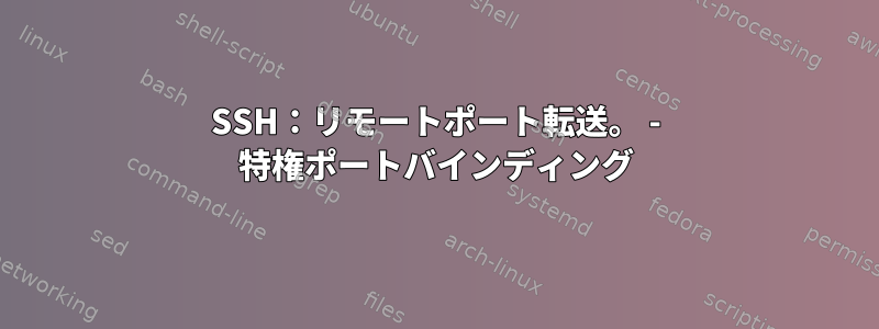 SSH：リモートポート転送。 - 特権ポートバインディング