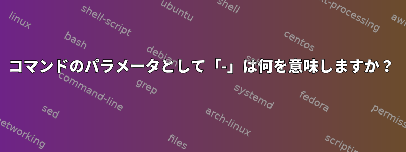 コマンドのパラメータとして「-」は何を意味しますか？