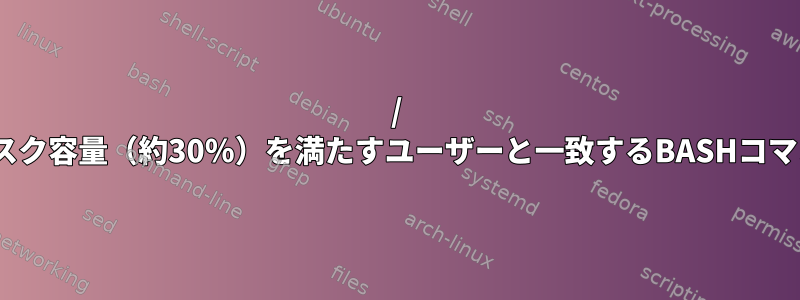 / optで多くのディスク容量（約30％）を満たすユーザーと一致するBASHコマンドは何ですか？