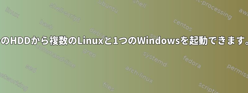 1つのHDDから複数のLinuxと1つのWindowsを起動できます。