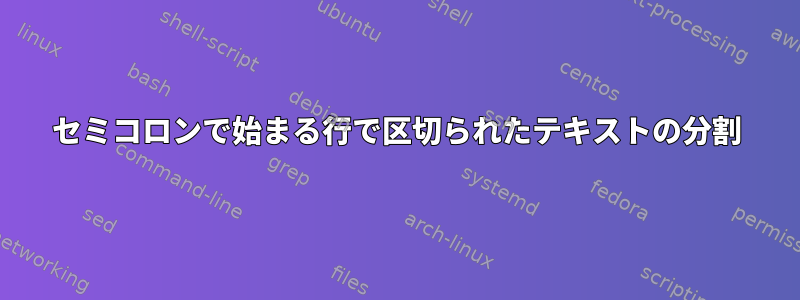 セミコロンで始まる行で区切られたテキストの分割