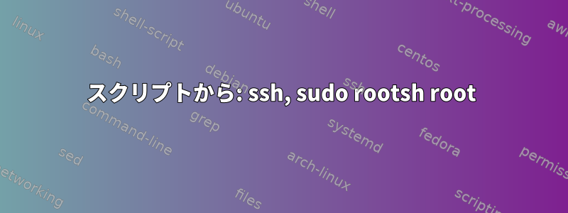 スクリプトから: ssh, sudo rootsh root