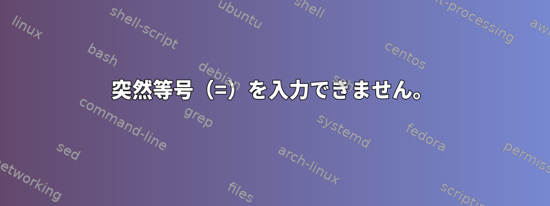 突然等号（=）を入力できません。