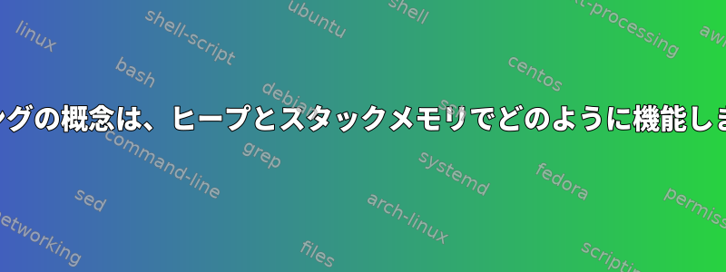 ページングの概念は、ヒープとスタックメモリでどのように機能しますか？