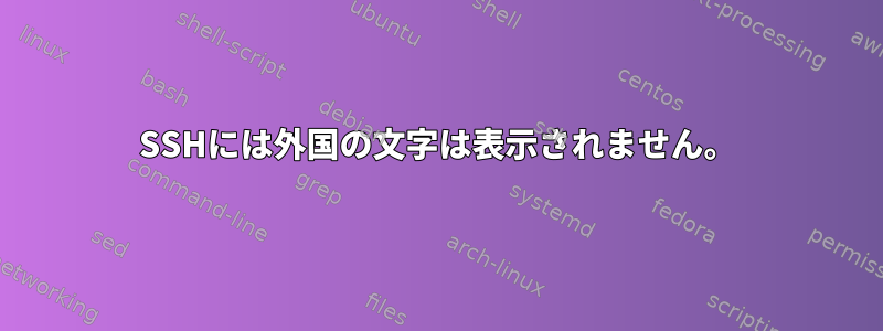 SSHには外国の文字は表示されません。