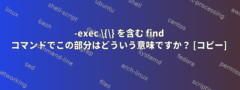 -exec \{\} を含む find コマンドでこの部分はどういう意味ですか？ [コピー]