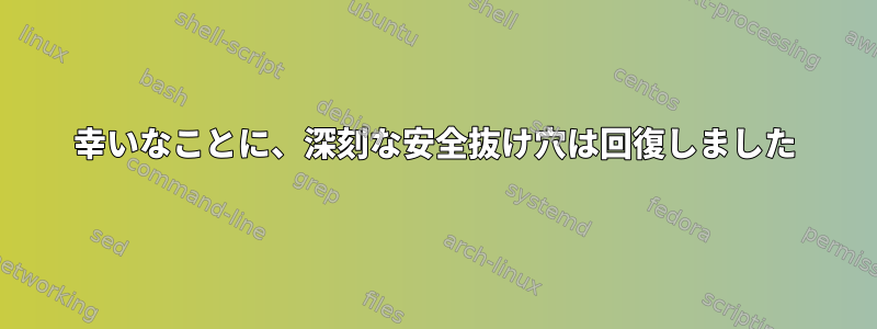 幸いなことに、深刻な安全抜け穴は回復しました