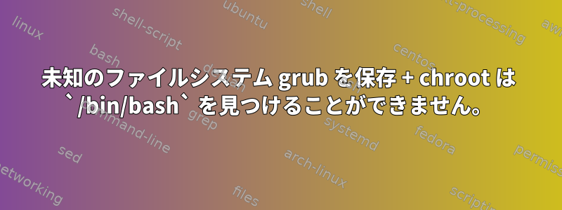 未知のファイルシステム grub を保存 + chroot は `/bin/bash` を見つけることができません。