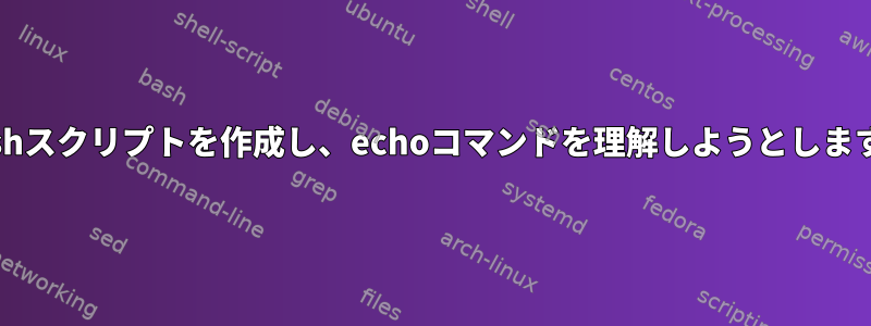 bashスクリプトを作成し、echoコマンドを理解しようとします。