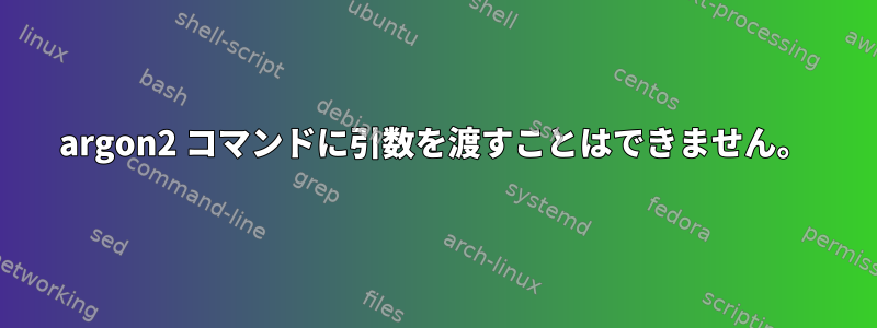 argon2 コマンドに引数を渡すことはできません。