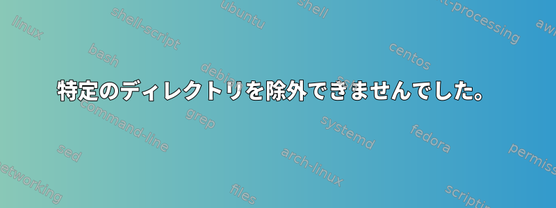 特定のディレクトリを除外できませんでした。