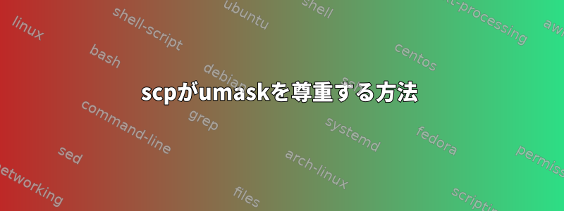 scpがumaskを尊重する方法