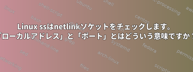 Linux ssはnetlinkソケットをチェックします。 「ローカルアドレス」と「ポート」とはどういう意味ですか？