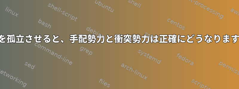 対象を孤立させると、手配勢力と衝突勢力は正確にどうなりますか？