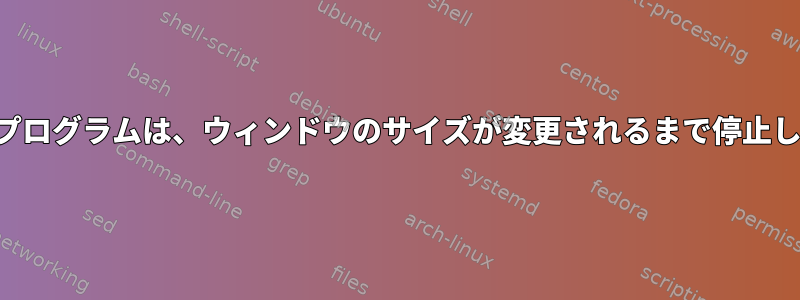 一部のプログラムは、ウィンドウのサイズが変更されるまで停止します。