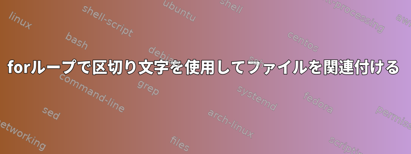 forループで区切り文字を使用してファイルを関連付ける