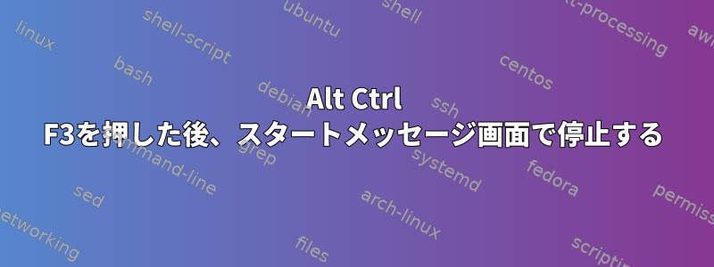 Alt Ctrl F3を押した後、スタートメッセージ画面で停止する