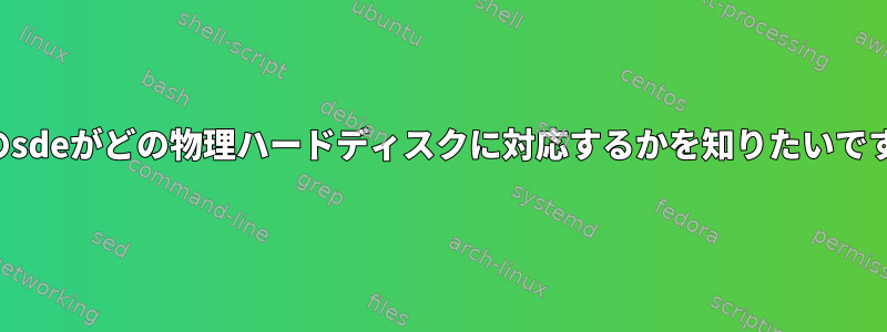 どのsdeがどの物理ハードディスクに対応するかを知りたいです。