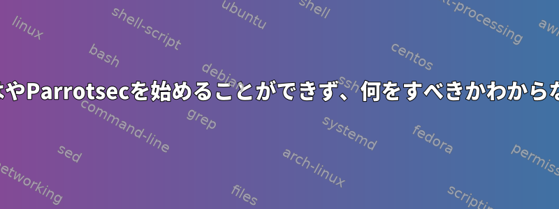 もはやParrotsecを始めることができず、何をすべきかわからない