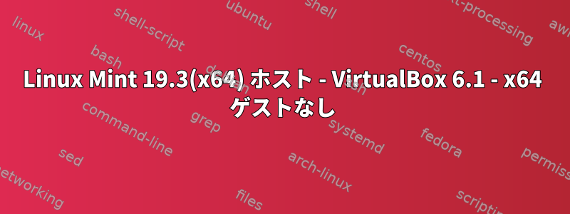 Linux Mint 19.3(x64) ホスト - VirtualBox 6.1 - x64 ゲストなし