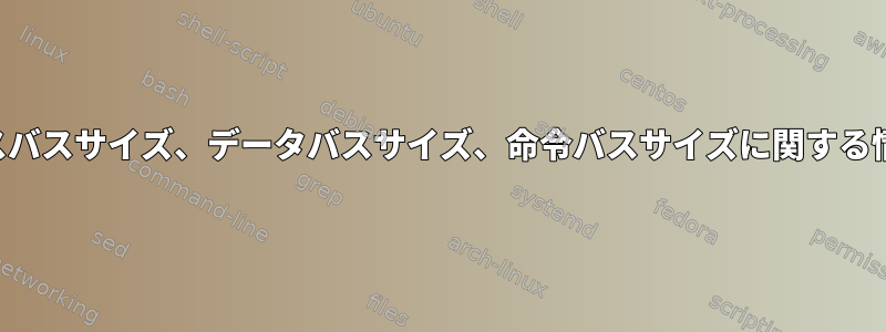 ワード、アドレスサイズ、アドレスバスサイズ、データバスサイズ、命令バスサイズに関する情報をどのように取得できますか？