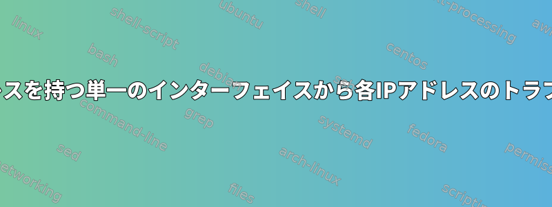 Linuxでは、複数のIPアドレスを持つ単一のインターフェイスから各IPアドレスのトラフィックを取得する方法は？