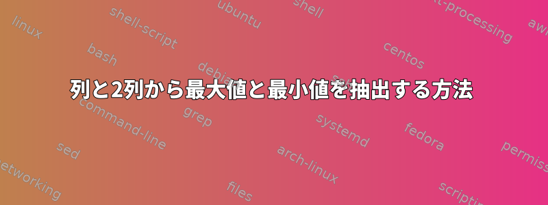 1列と2列から最大値と最小値を抽出する方法