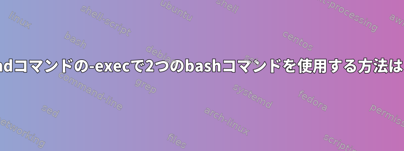 findコマンドの-execで2つのbashコマンドを使用する方法は？